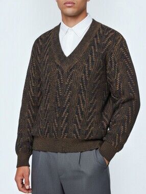 Vtg 90s 3D Textured Knit Sweater Wool Blend Grandpacore Jumper Unisex Academia M